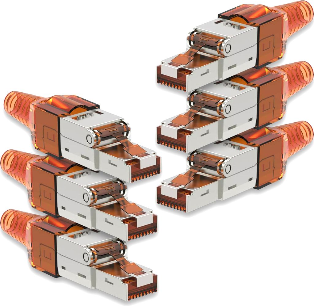 6x Netzwerk Stecker CAT 7 Werkzeuglos RJ45 CAT7 Netzwerkstecker Netzwerkkabel