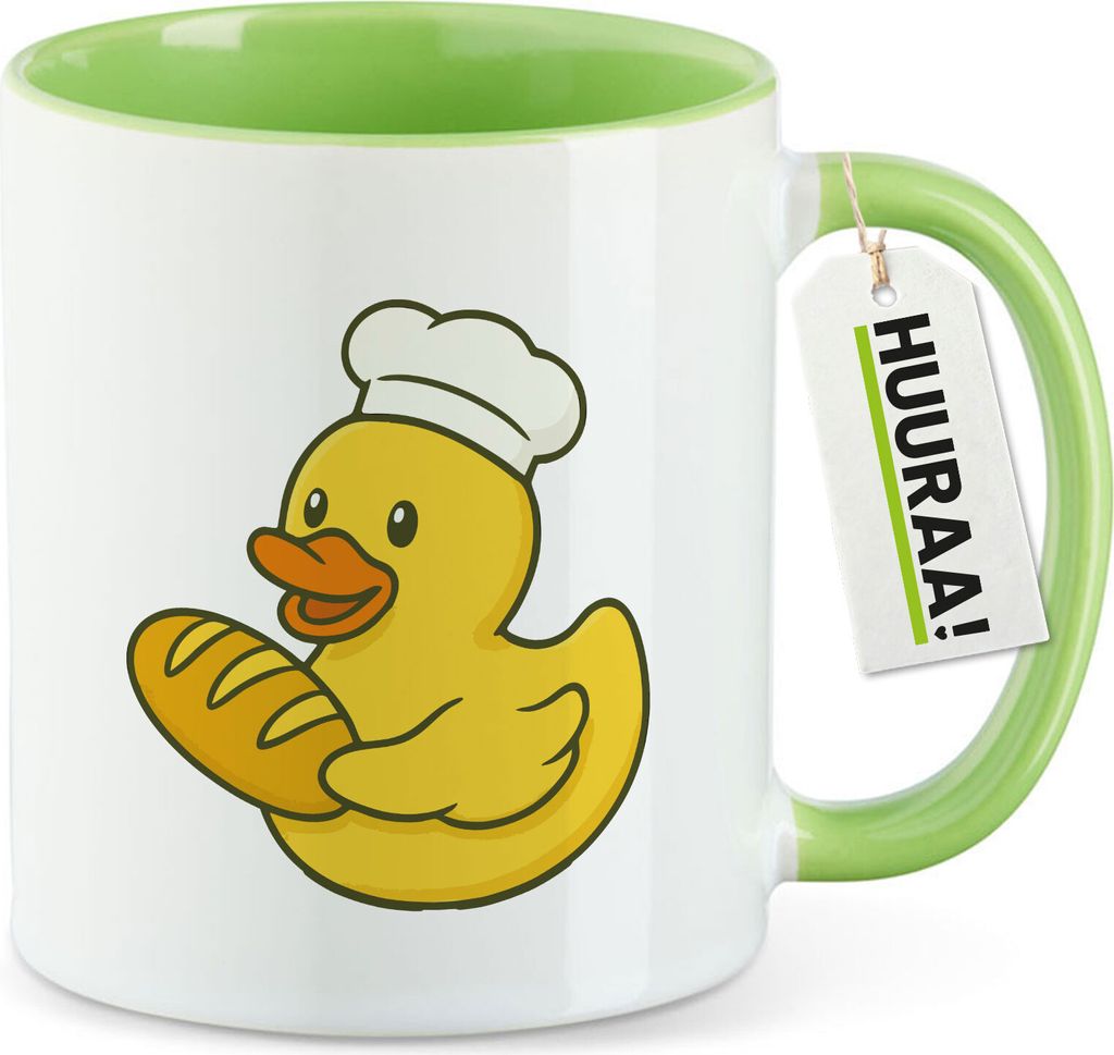 Huuraa Kaffeetasse Quietscheente Bäckerei Comic Gummiente 330ml Grün Keramik Kaffeebecher Geschenkidee