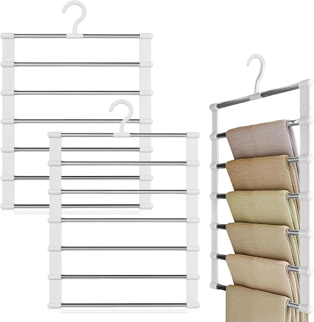 2er-Set Hosenbügel – Platzsparend – Faltbar – Mehrere Bügel – Hosenständer – Kleiderschrank-Organizer zum Aufhängen von Hosen, Handt...