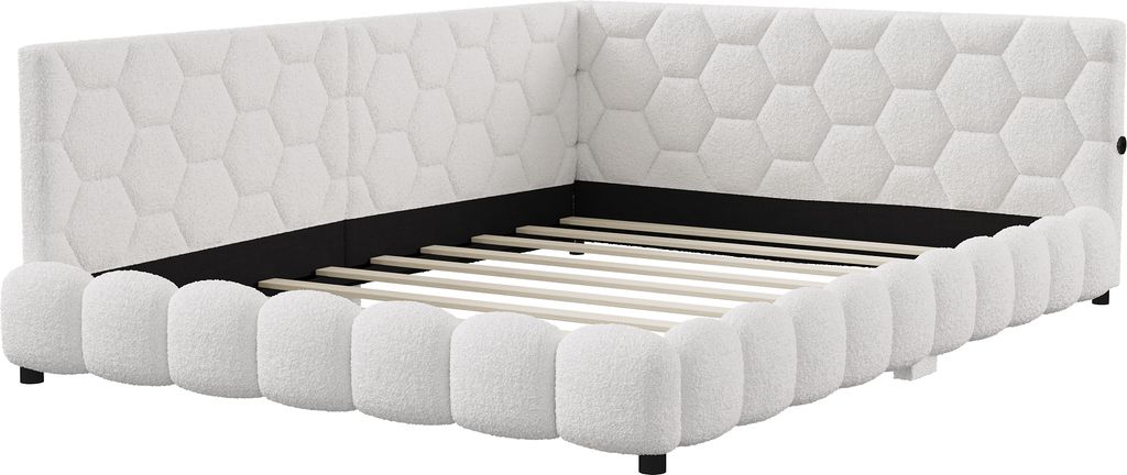 Čalúnená posteľ manželská posteľ 140 x 200 cm s nabíjacím Obrázok produktu 