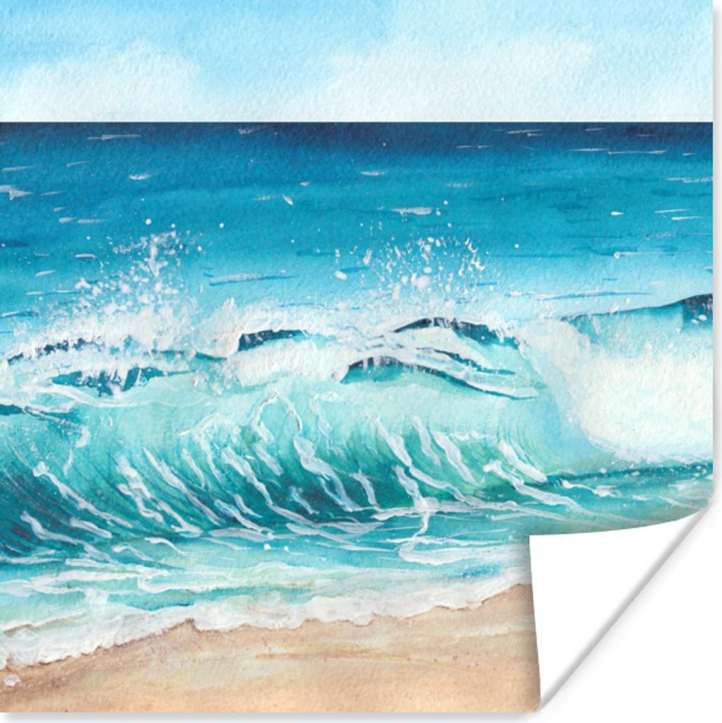 MuchoWow Poster Golf - Strand - Aquarell 75x75 cm - Wand Dekoration
