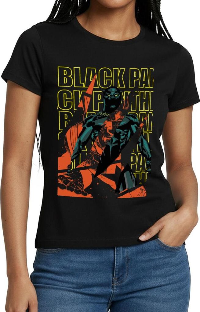 Spreadshirt Avengers Superheld Black Panther Frauen T-Shirt, L, Schwarz