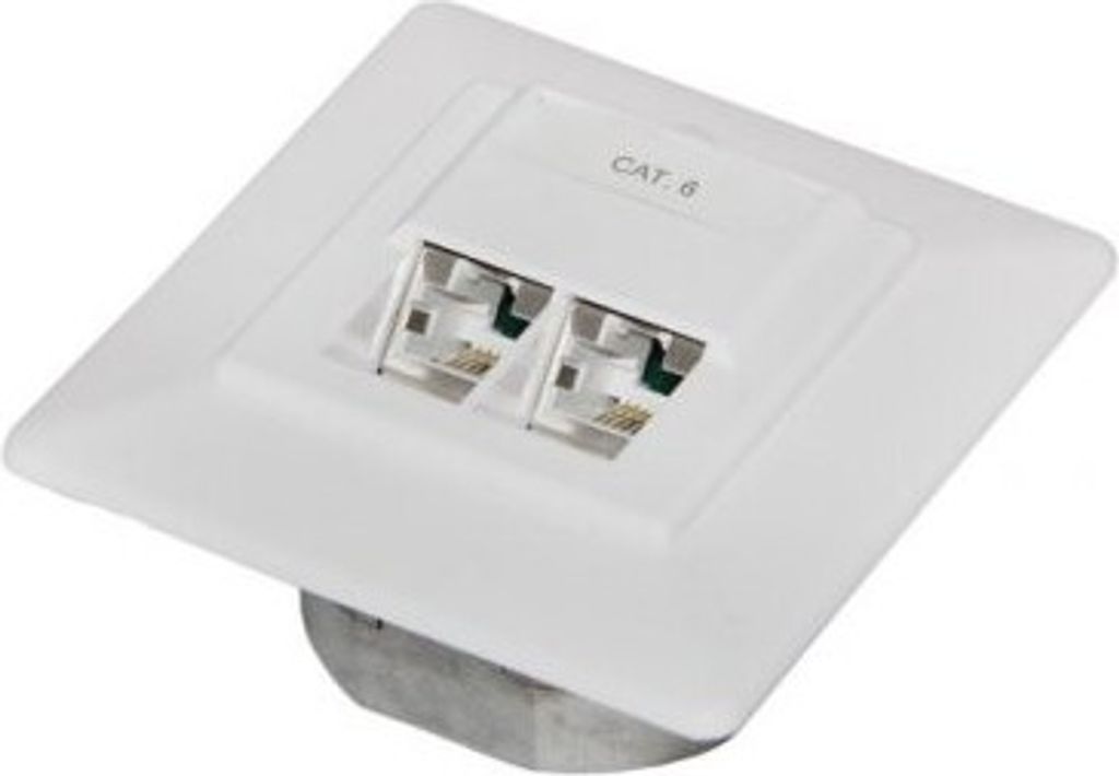 Goobay CAT-6-Unterputzdose (UP) - 2x RJ45-Anschlüsse, geschirmt, Klemmleiste für werkzeugfreie LSA-Montage