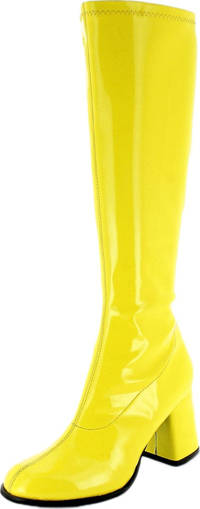 Gogo Damen Retro Lackstiefel mit schmalem Schaft | Gelb Größe (EU): 35