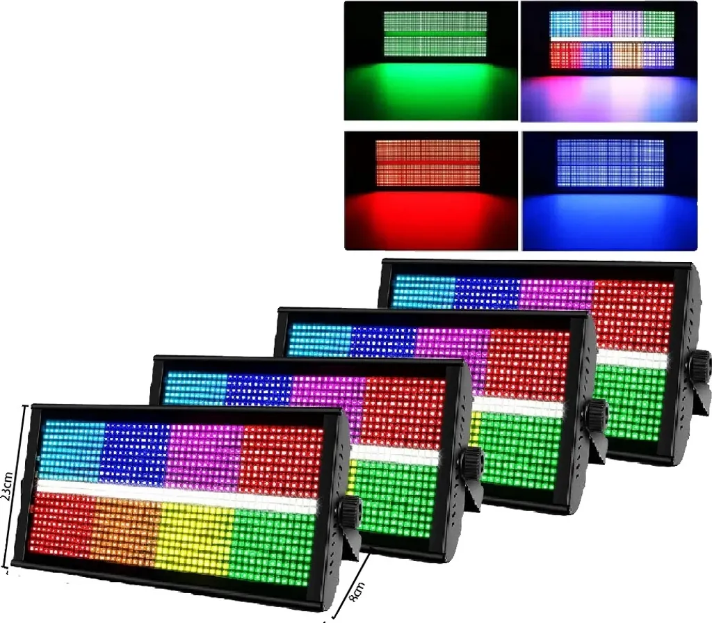 Projecteur stroboscopique 960 LED puissant avec mode vocal et DMX 4 pièces