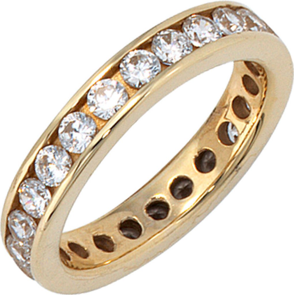 Ring Goldring Damenring mit Zirkonia rundum 333 Gold Gelbgold Damen Innenumfang 58mm Ø18.5mm