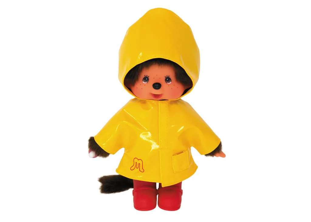 Doudou Monchhichi Garçon Ciré Jaune 20 cm - Jouet Premier Âge et Collection