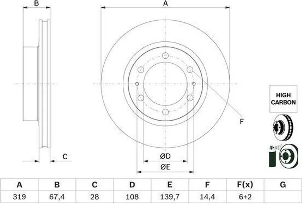 Disque de frein Bosch pour Toyota Hilux : freinage fiable OE 435120K090