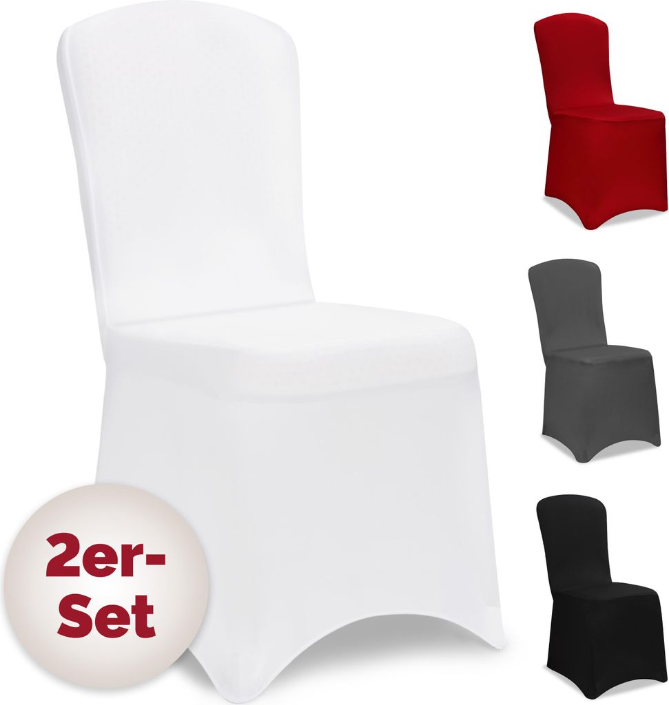 DETEX® Stuhlhussen 2er Set Weiß Hochzeit Stretch  Dehnbar Produktbild 