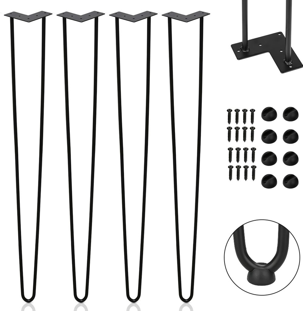 Aopunly 4x 72cm Hairpin Legs Tischbeine Haarnadelbeine 2 Bügel Tischgestell DIY Tischkufen Esstisch Schwarz