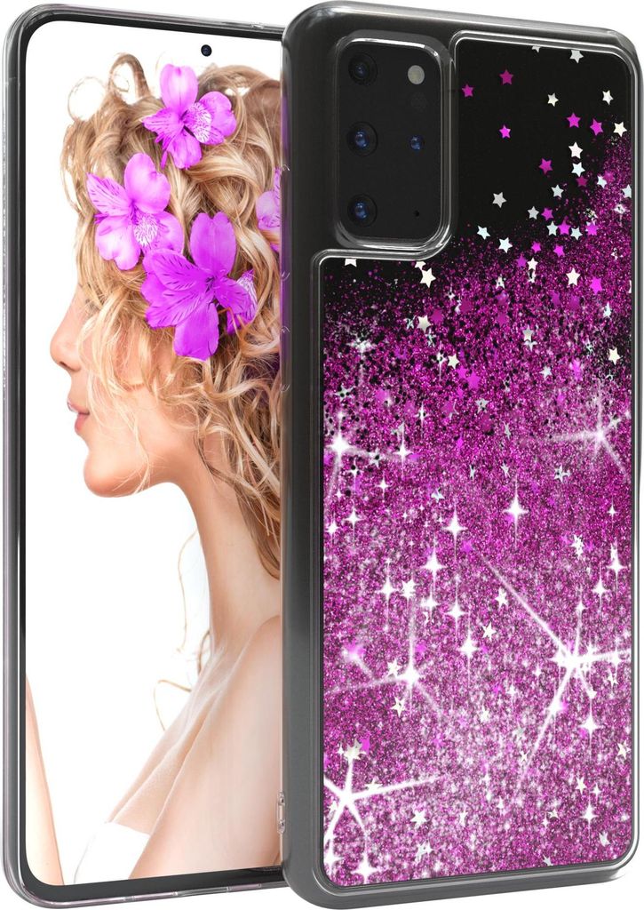 EAZY CASE - Glitzer Hülle kompatibel mit Samsung Galaxy S20 Plus / S20 Plus 5G Glitzer Schutzhülle, Soft Case, Backcover Transparent mit Motiv