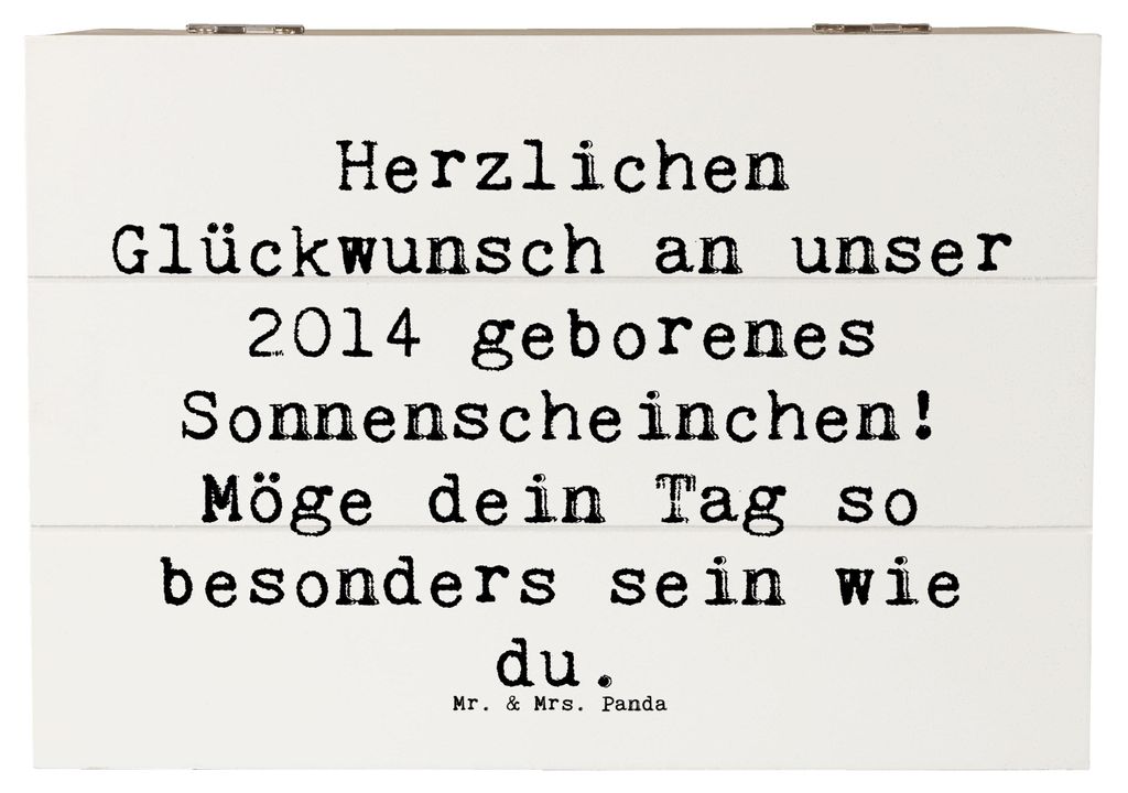 Mr. & Mrs. Panda Schatulle Spruch 2014 Geburtstag Sonnenschein 22 x 15 cm - Weiß - Geschenk, Box, besonderer Tag, Holztruhe, schmuckkiste, Holzbox...