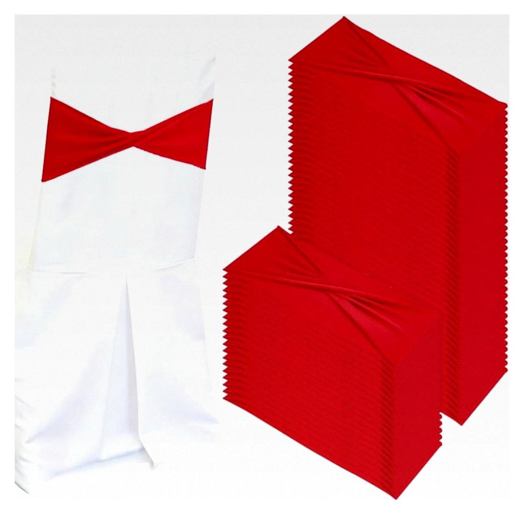 60 Stück elastische Stuhlschleifen in Rot für Stuhlhussen geeignet für Hochzeiten, Feiern, Zeremonien und Geburtstage