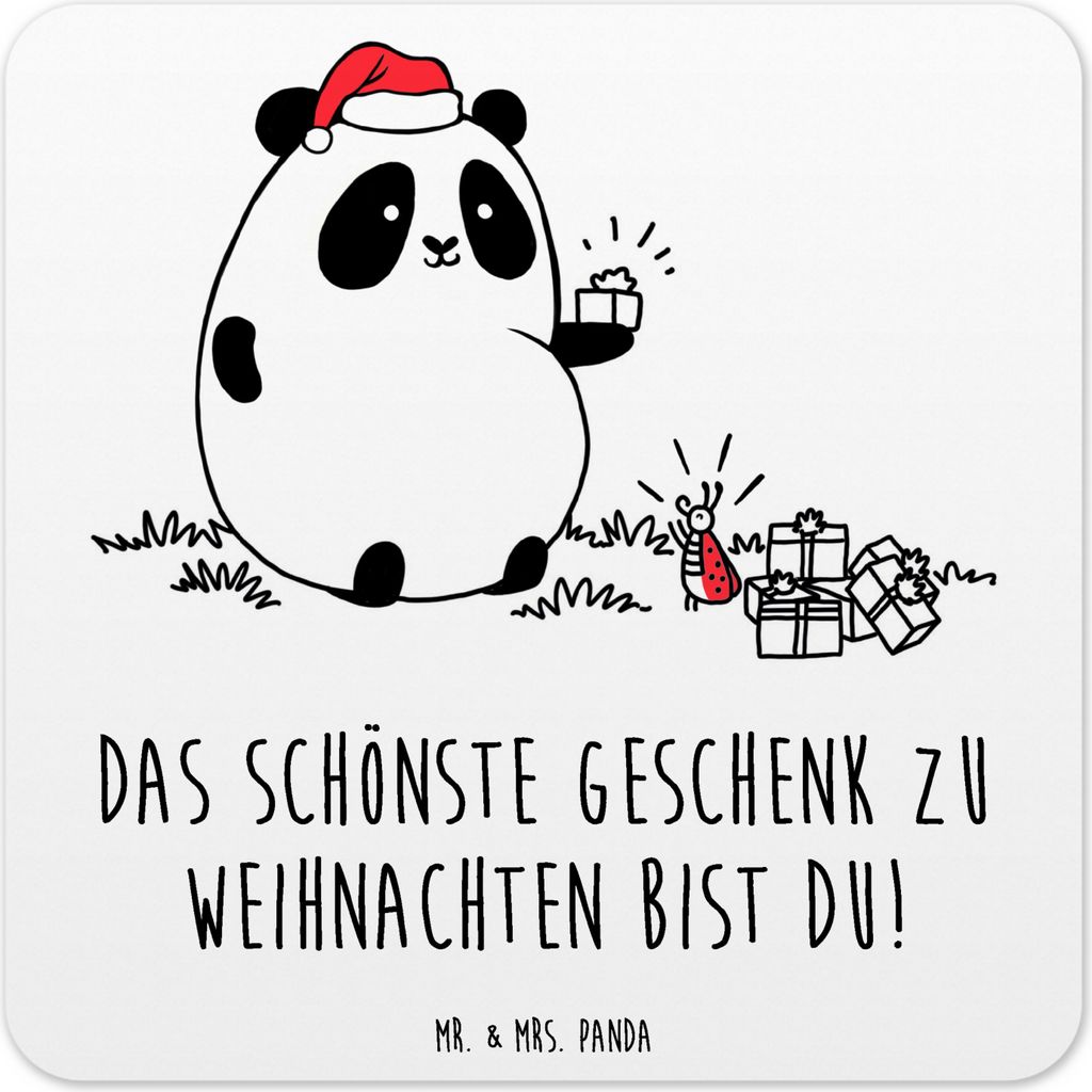 Mr. & Mrs. Panda Untersetzer für Gläser Panda Weihnachtsgeschenk 10er Set - Weiß - Geschenk, Coaster, Glas-Untersetzer, Tassenuntersetzer, Tasse...