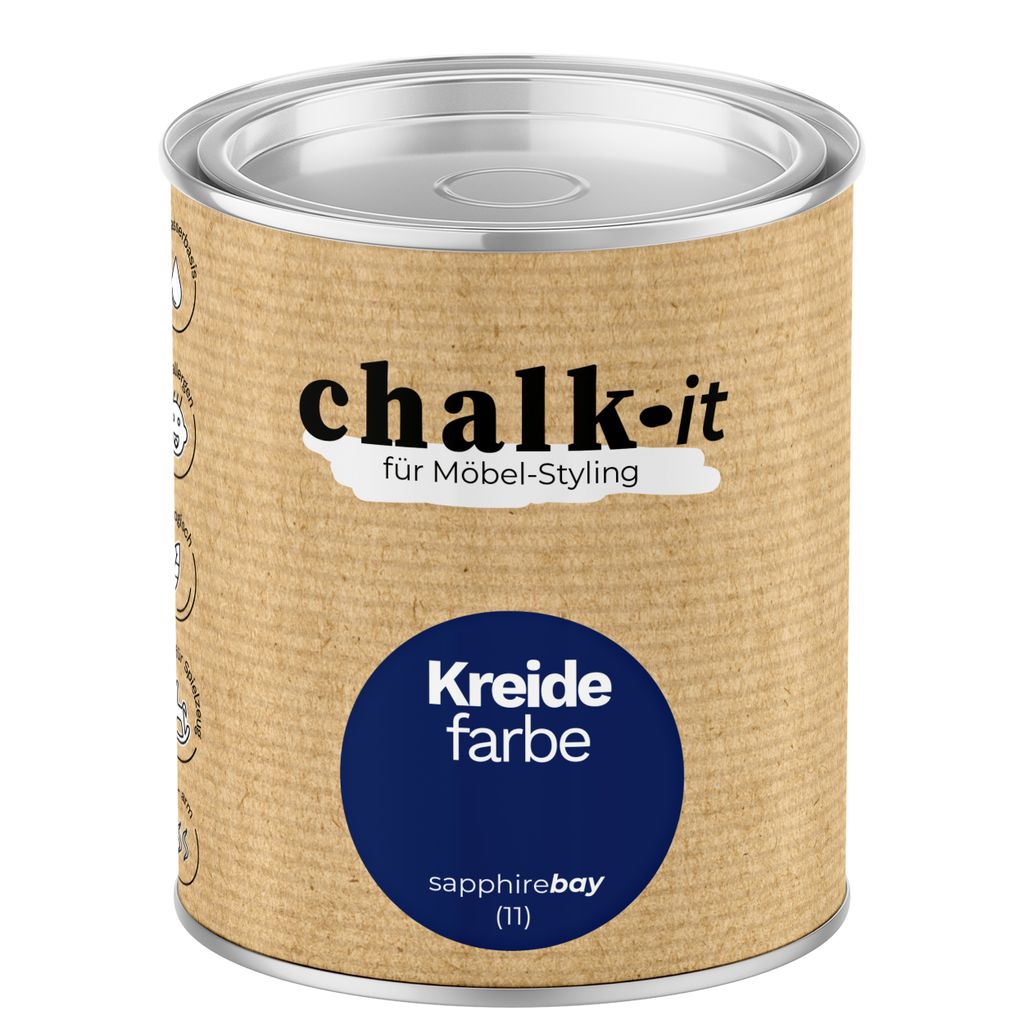 Kreidefarbe Chalk-it (11) Sapphire Bay 0,125L Shaby Chic Möbel Holzlack Natur Vintage Möbellack