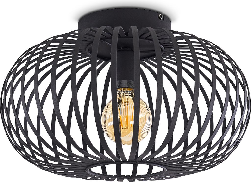 Devin »Devin« runde Deckenlampe aus Metall in Schwarz