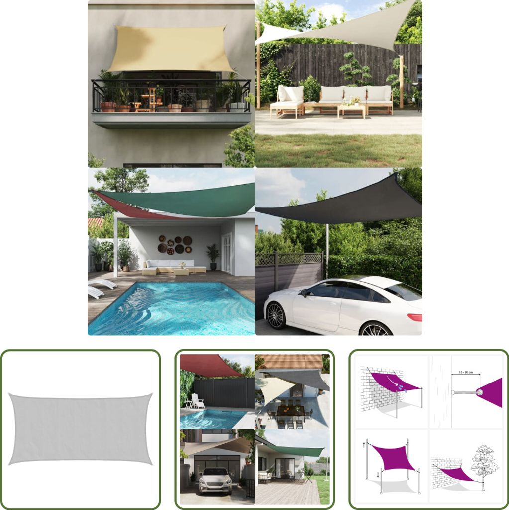 The Living Store Sonnensegel Hellgrau 4,5x2,5 m 100% Polyester Oxford