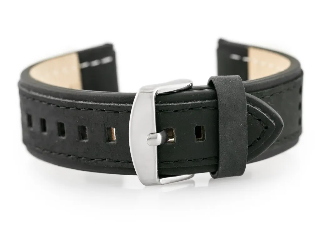 Hemobllo Cinturino Pelle Nera 20mm Con Sgancio Rapido | Ricambio Per Orologio LS02