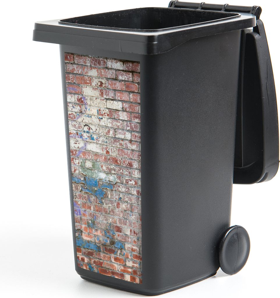 MuchoWow Mülltonnenaufkleber Backstein - Straßenkunst - Wand 38x80 cm - Behälteraufkleber - Mülleimer-Aufkleber - Container-Aufkleber