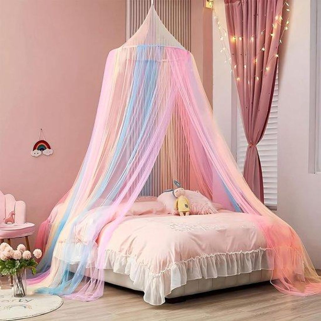 Famanu Himmelbett Regenbogenbedvorhang - für Einzel- und Produktbild 