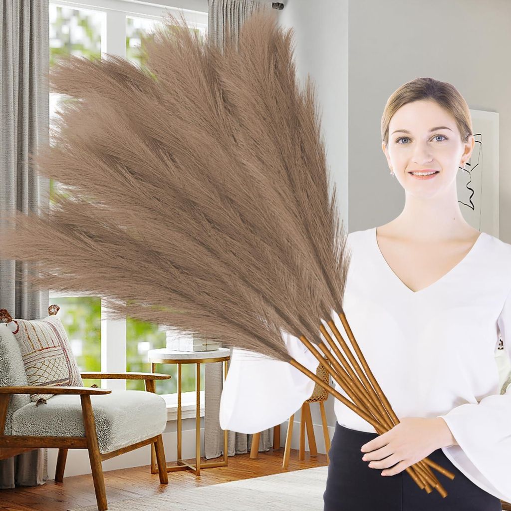 7-teiliges Deko-Set aus 100 cm langem künstlichem Pampasgras, großem XXL-Kunststrauß mit Trockenblumen, Boho-Dekoration für Hochzeiten, Wohnzim...