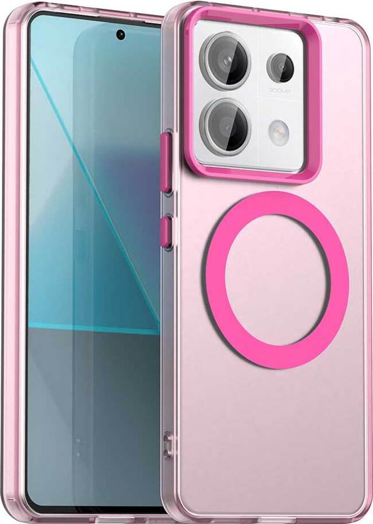 Magnetisch Hülle für Xiaomi Redmi Note 13 Pro 5G /Poco X6 5G, Schlank Durchscheinend Matt Stoßfest Handyhülle Rot