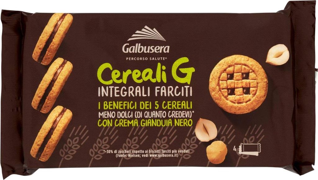 6x Galbusera Cereal G Vollkornkekse gefüllt mit Gianduiacreme, biscuits cookies 160g + Italian Gourmet polpa 400g