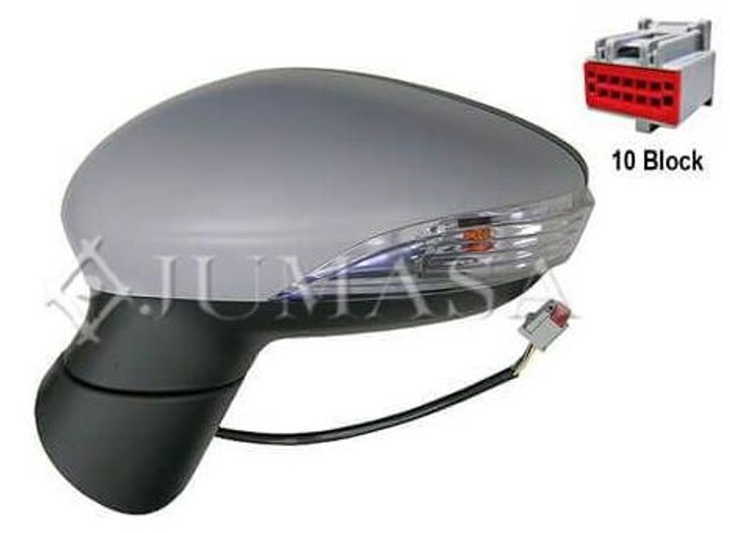 JUMASA 54331503 Außenspiegel Seitenspiegel Links für FORD Fiesta Mk6 Schrägheck (JA8, JR8) Asphärisch Grundiert Elektrisch
