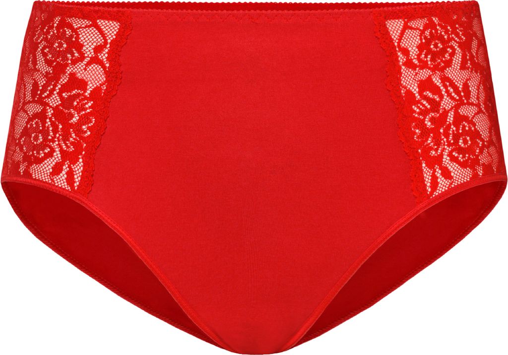 Teyli Hohe Taille Baumwollslip mit floraler Spitze Loren Female 140 rot 4XL