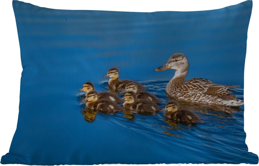 MuchoWow Outdoor Kissen - Ente - Wasser - Vogel - Braun - 60x40 cm - Wetterfest - Lounge Kissen - Zierkissen - Kissen für Innenräume