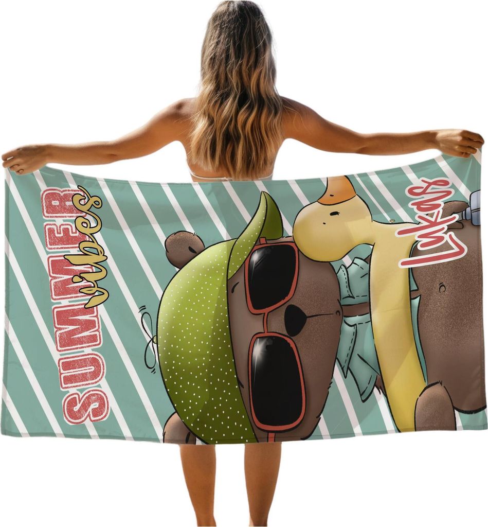 Handtuch, Duschtuch groß, Bär Badeente HerrBärt 140x70