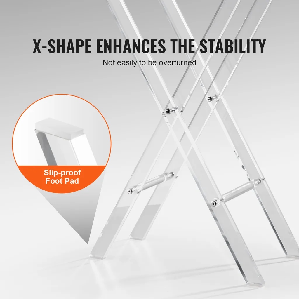 SucceBuy Tablette Pliante en Acrylique Transparent avec Pied en X Robuste - 5