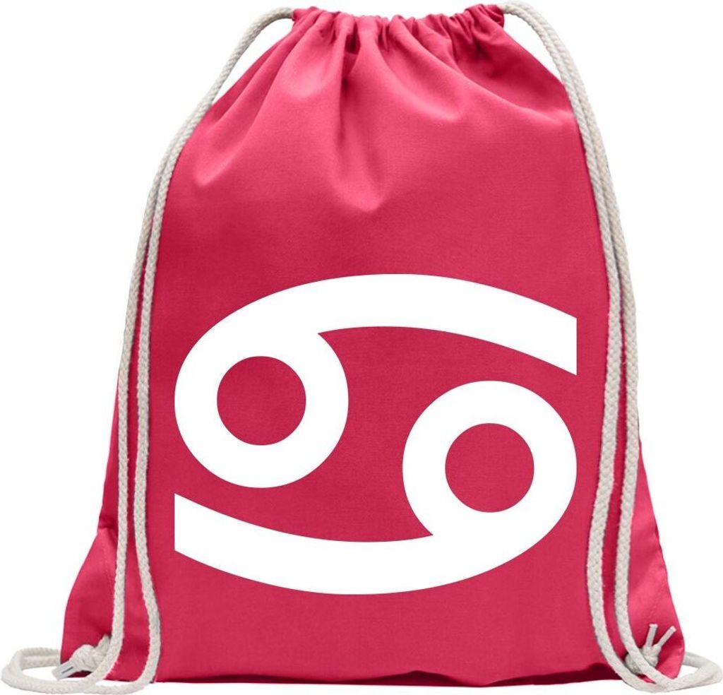 Kiwistar - Turnbeutel - pink - Krebs Sternzeichen - Fun Rucksack Sport Beutel Gymsack Baumwolle mit Ziehgurt