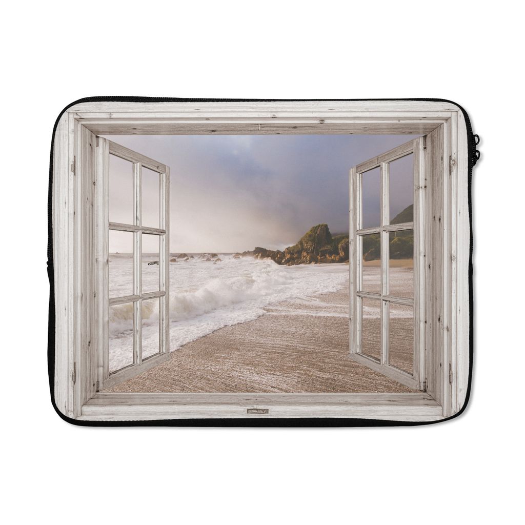 MuchoWow Laptop Hülle 17 Zoll Laptoptasche Aussicht - Strand - Meer - Zipper - Schutzabdeckung
