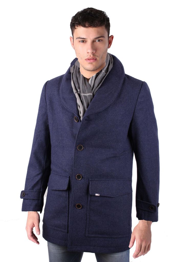 Timberland Herren Mantel Wollmantel Traveller Shearl Dunkelblau Gr. M #TL543