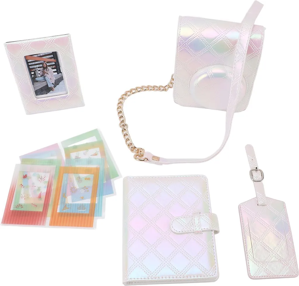 Housse de protection Mini 12 carrée en cuir PU blanc avec cadre photo