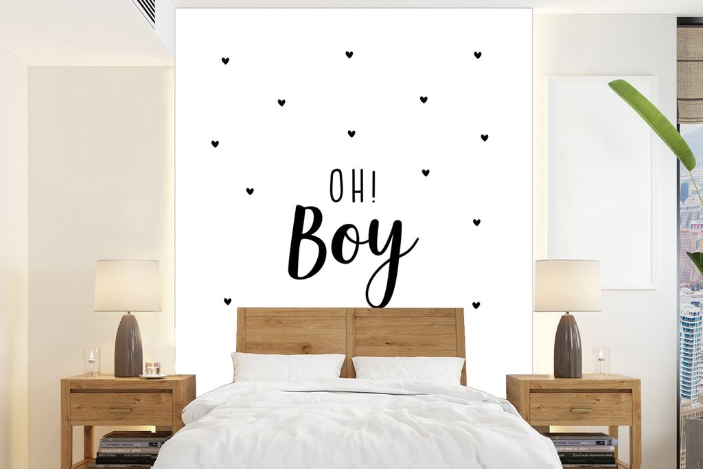 MuchoWow Fototapete für Wohnzimmer oder Schlafzimmer Wandtapete Vinyl Motivtapete Zitate - Kind - Jungen - Oh! Junge - Sprichwörter - 205x280 c...