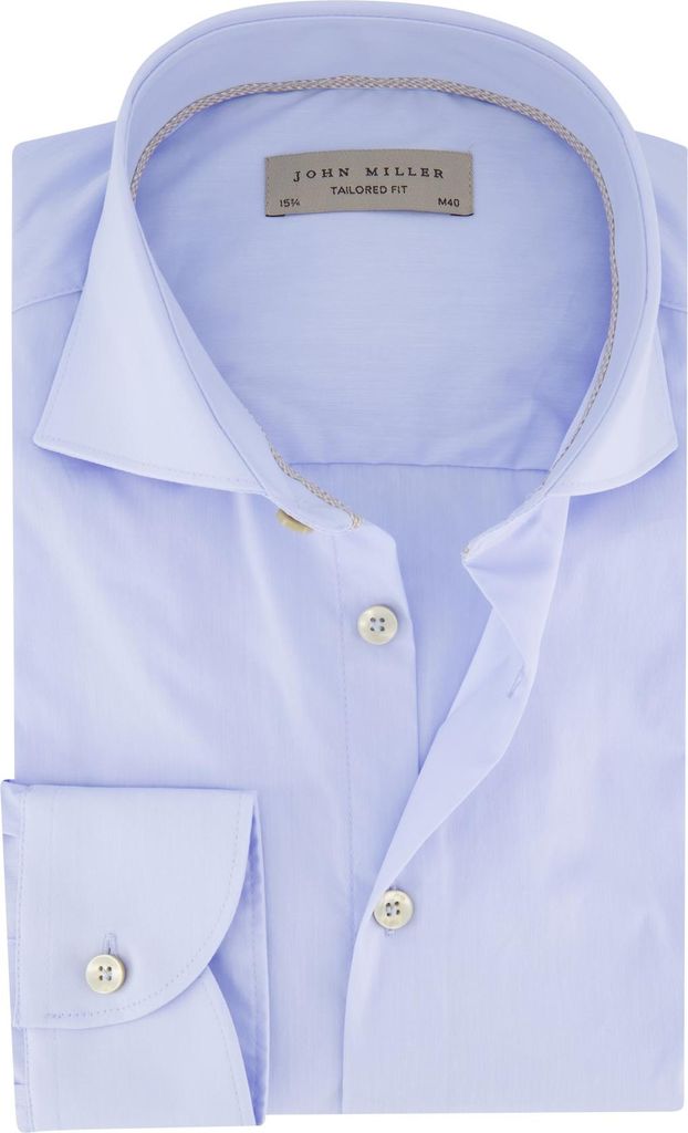 John Miller Hemd hellblau Baumwolle einfarbig