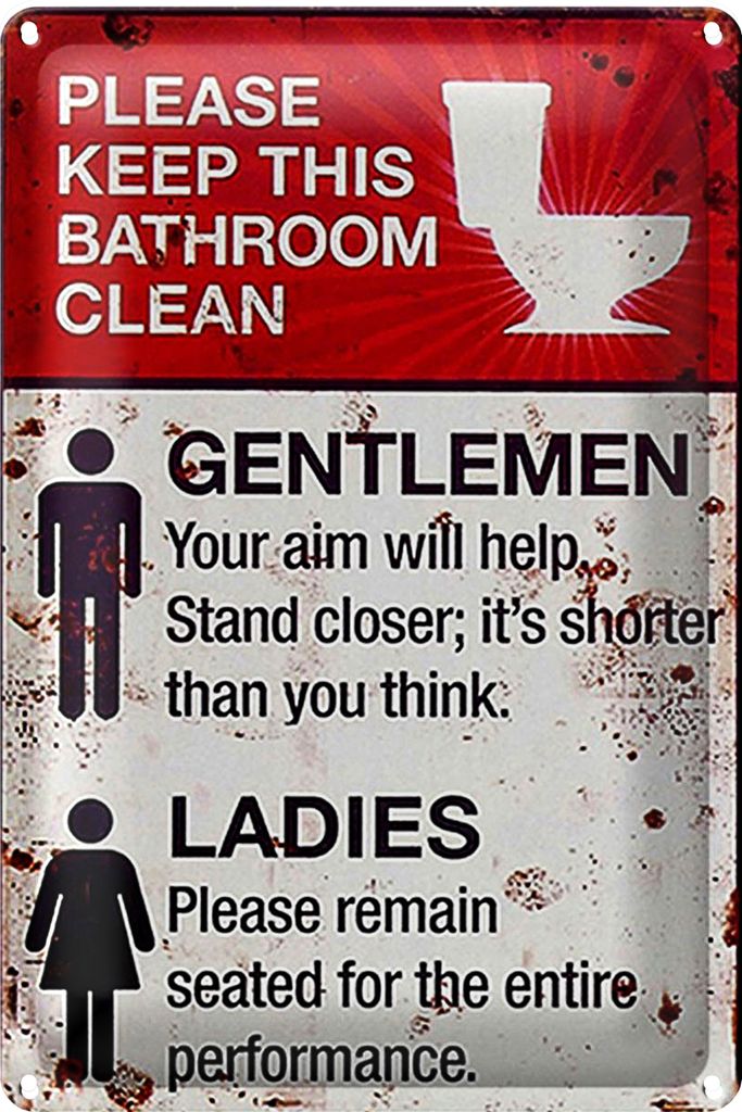 Blechschild Spruch 20x30cm Gentlemen Ladies WC Toilette
