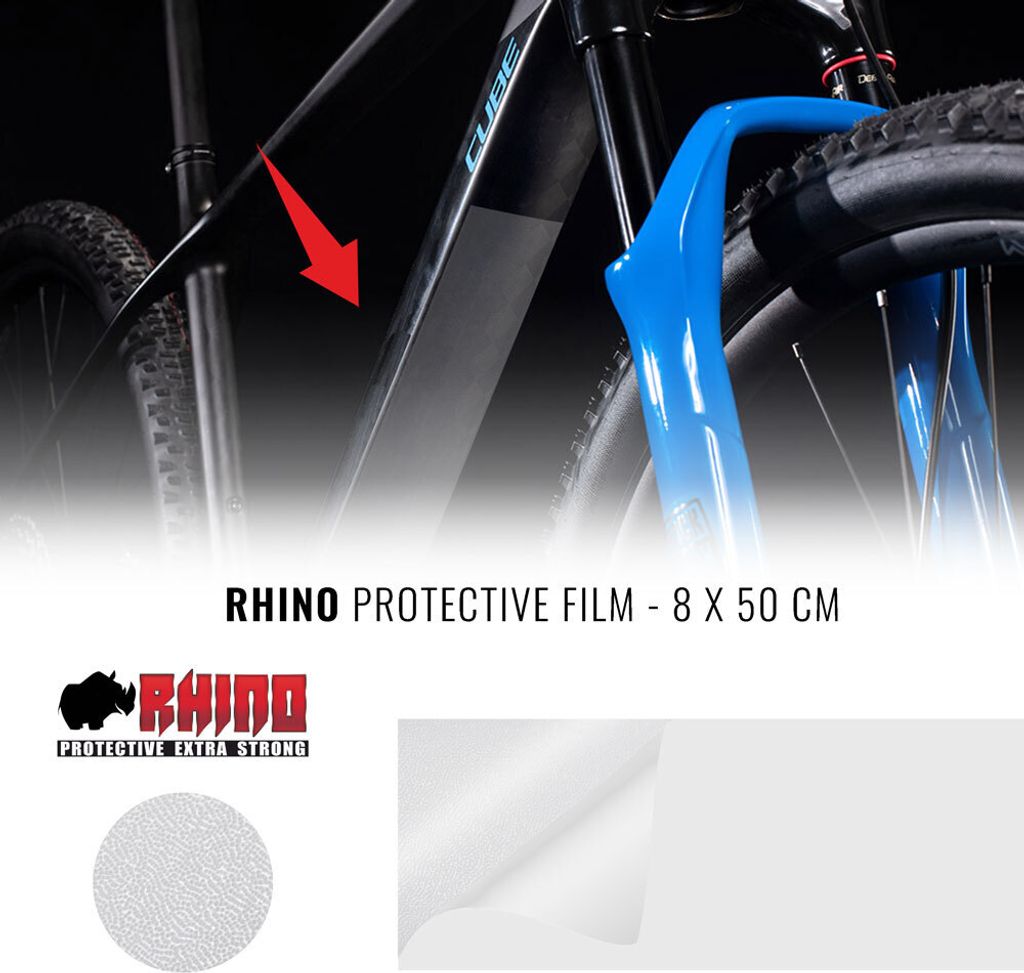 Rhino Frame Schutzfolie für Fahrradrahmen, transparent, 8 x 50 cm