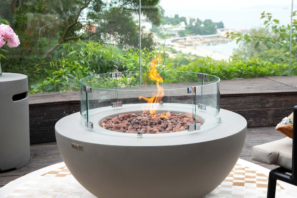Roca Feuerstelle SET| Quadratische Feuerstelle in Betonoptik | inspiriert vom Industrial Design | 87 x 87 x 37 cm