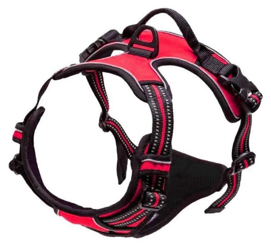 Hundegeschirr Dog Brustgeschirr No-Pull Einstellbar Gepolstert Powergeschirr für Hunde kleine / mittlere / große / Hunde.Farbe:Rot,Größe:Xl