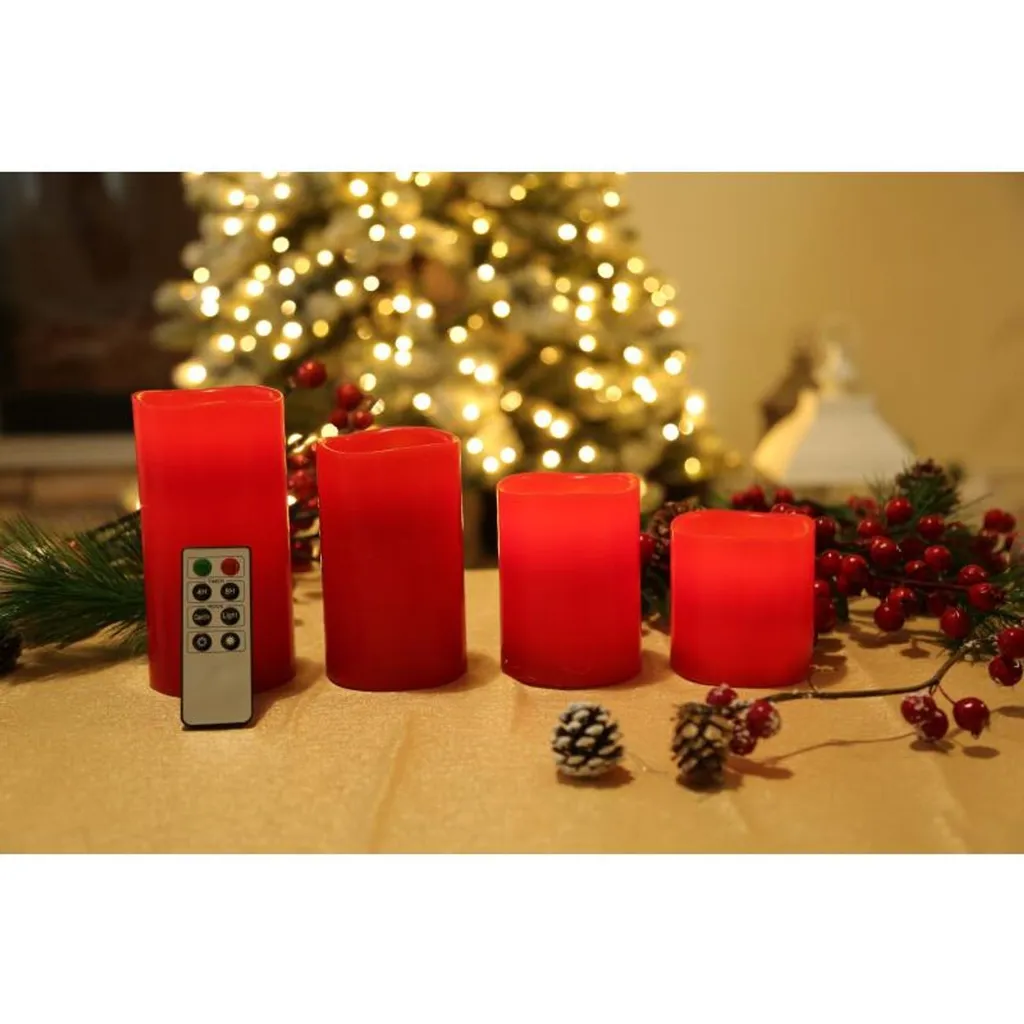 Bougies LED effet flamme vacillante en cire naturelle set de 12 pièces