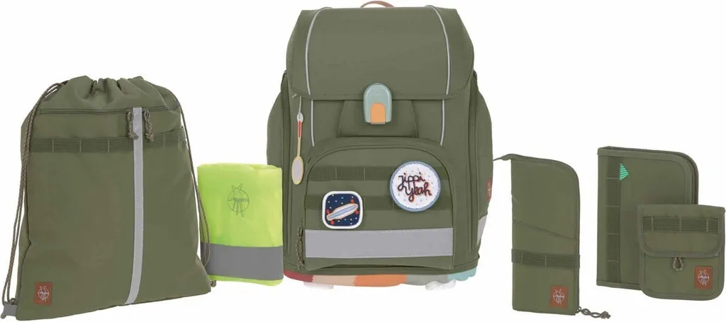 Cartable Ergonomique Olive Boxy Unique - Pack 7 Accessoires Ultra Légers