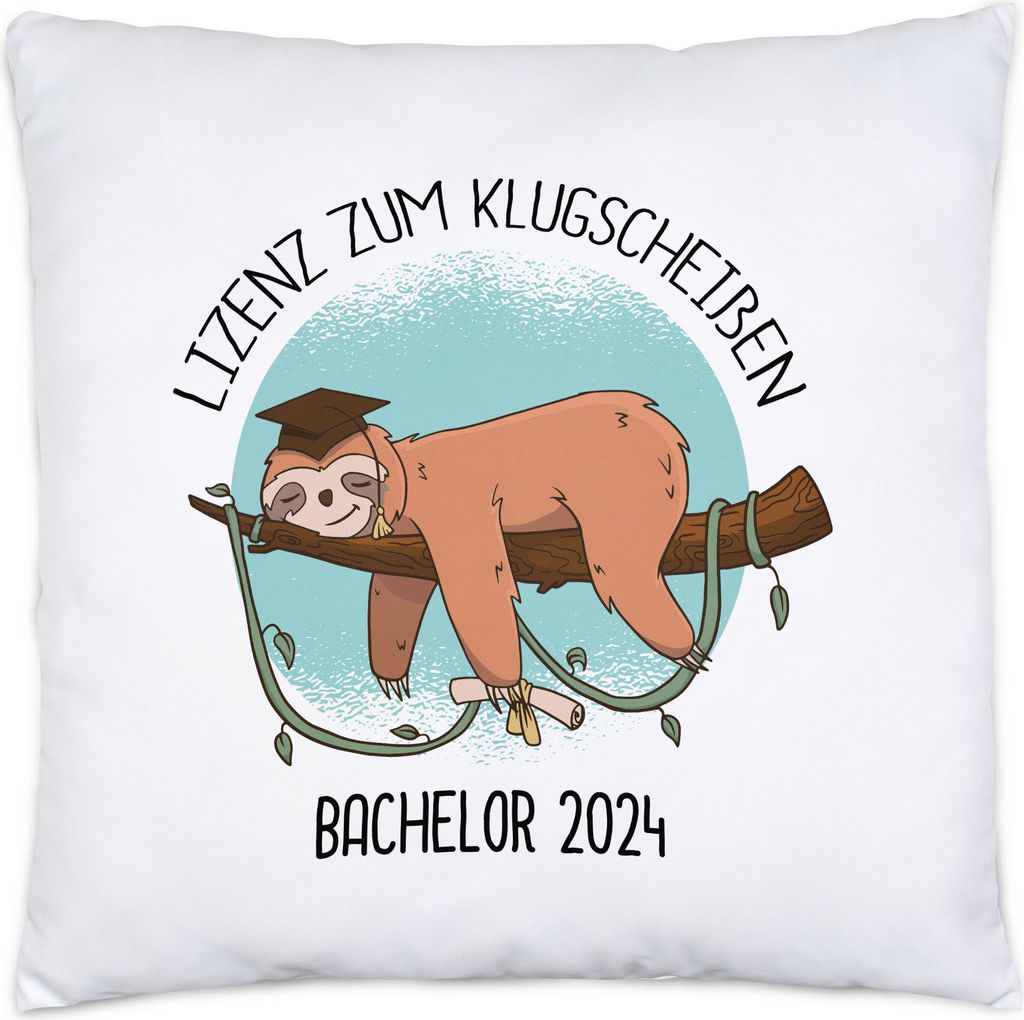 Bachelor 2024 Lizenz Zum Klugscheißen Kissen Inkl Füllung Bachelor-Abschluss Faultier Absolvent Geschenk