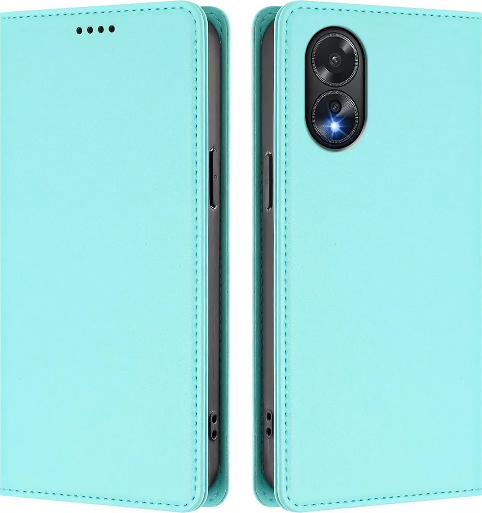 Custodia per telefono cellulare per Oppo A18 / Oppo A38,Poliuretanopelle Flip Cover antiurto Custodia magnetica con supporto Turchese