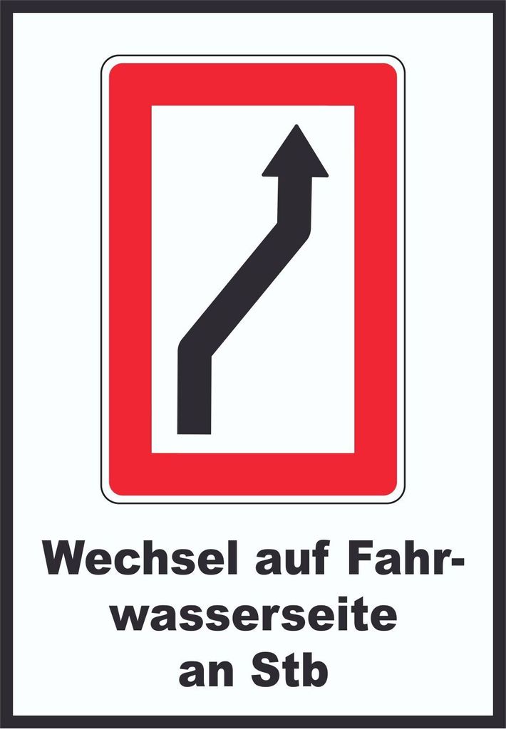 Wechsel auf die Fahrwasserseite Steuerbordseite Symbol und Text A1 Rückseite selbstklebend