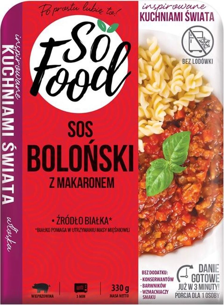 So Food Sos Boloński Z Makaronem 330 G Zdjęcie produktu 