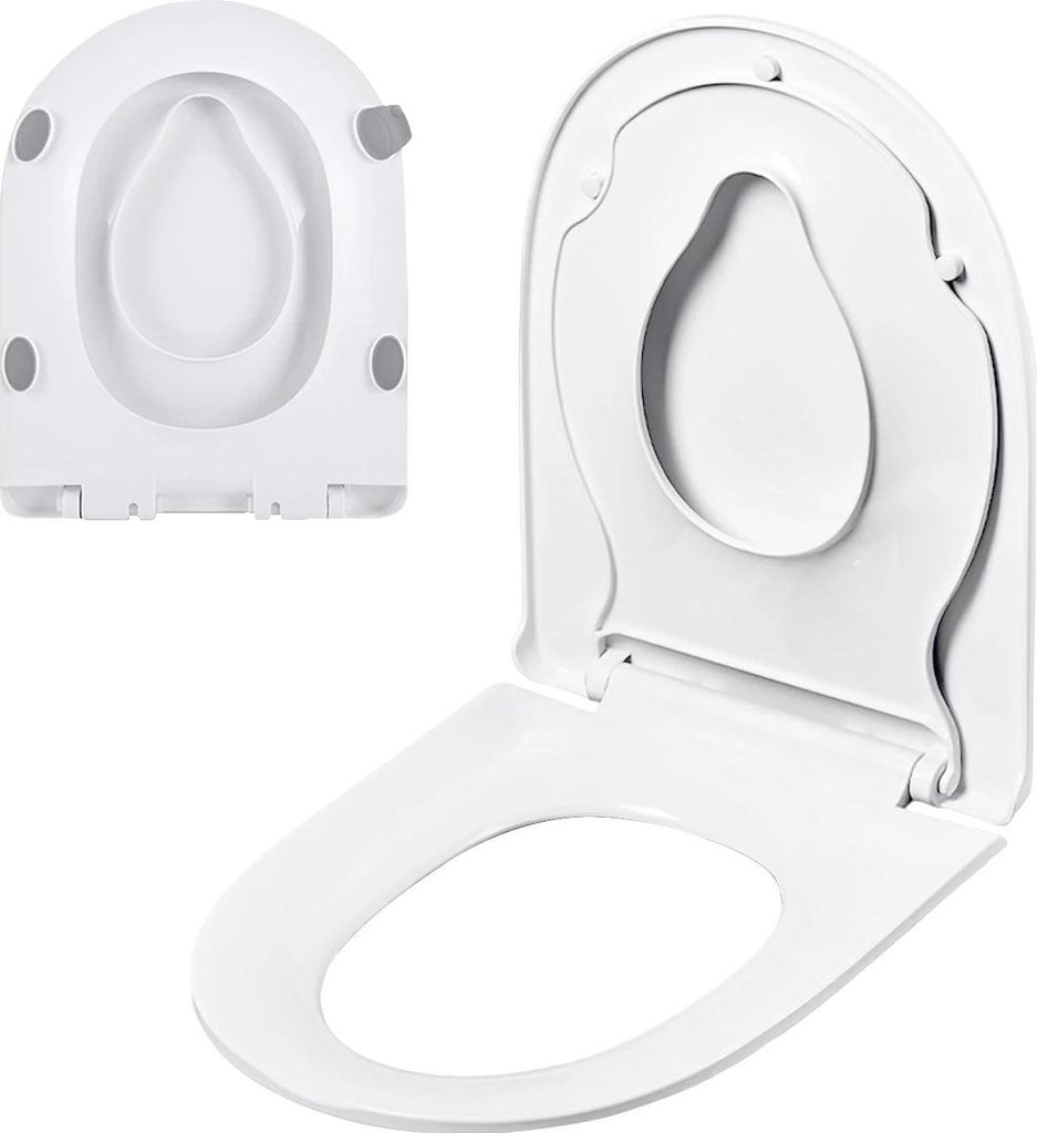 Familien-Toilettensitz - 2-in-1 WC-Sitz - Integrierter Kindersitz - Schnellverschluss - Für Töpfchentraining - PP-Kunststoff - Weiß
