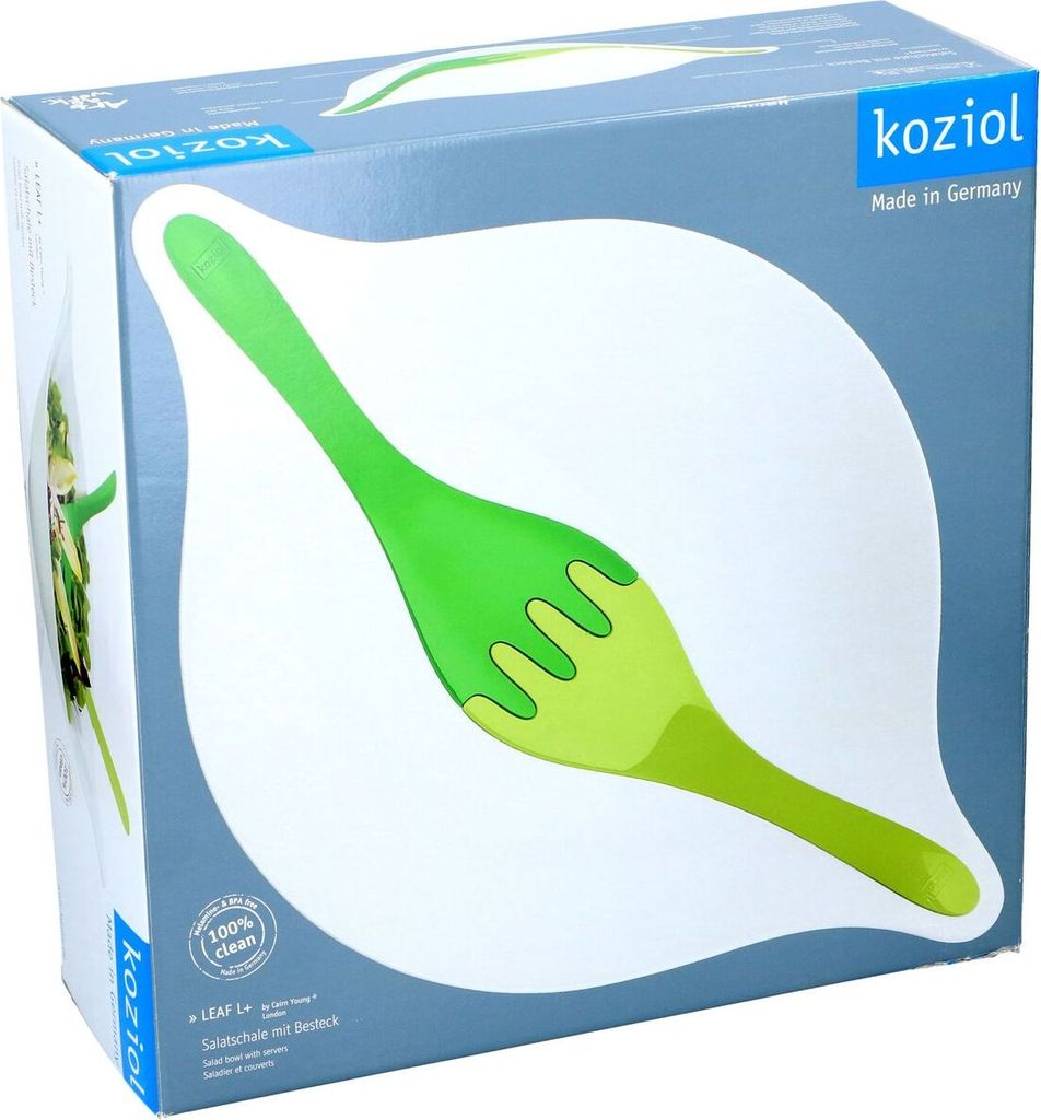 Koziol Salatschale mit Besteck, 3 l Salatschüssel LEAF L+, Produktbild 